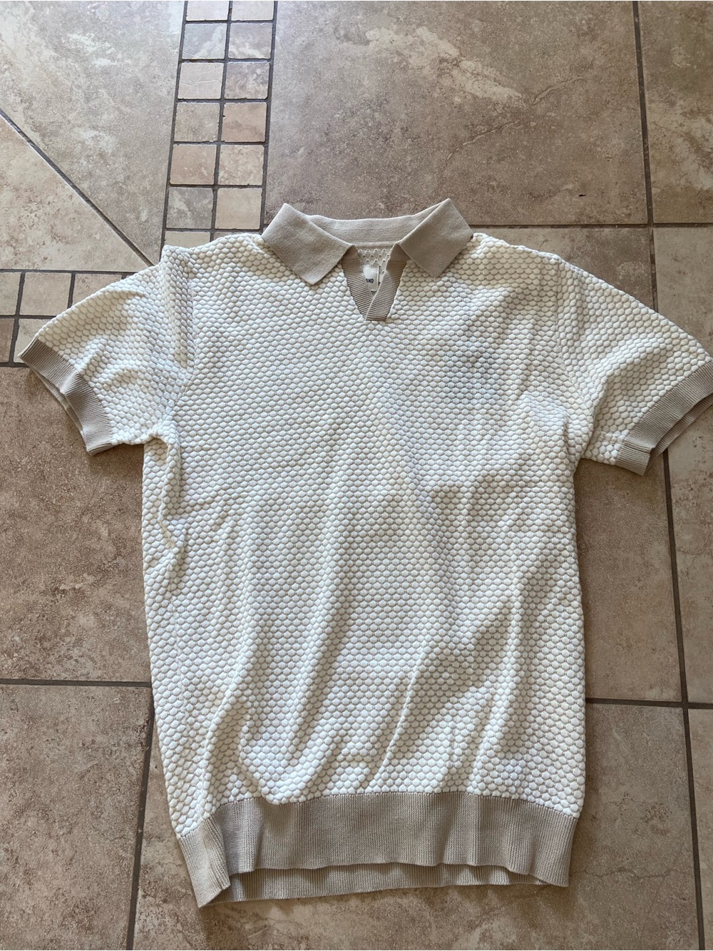 The Normal Brand Men's Cream Short-Sleeve Textured Polo Shirt